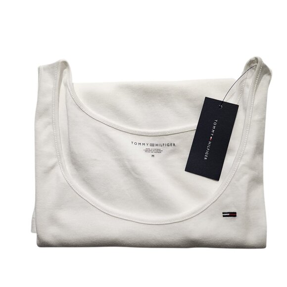 Tommy Hilfiger Women's Solid Tank Top Flag Logo 100% Cotton White Sz M - Picture 6 of 6